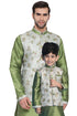 VASTRAMAY Baap Beta Silk Blend Green Jacket